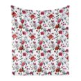 thumbnail image 1 of Flower Soft Flannel Fleece Throw Blanket, Romantic Magnolia and Chrysanths Moms Flowering Plants English Petals Design, Cozy Plush for Indoor and Outdoor Use, 70" x 90", White Red Pink, by Ambesonne, 1 of 5