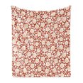 thumbnail image 1 of Flower Soft Flannel Fleece Throw Blanket, Silhouettes Pattern on Warm Colored Background Spring Composition Simplistic, Cozy Plush for Indoor and Outdoor Use, 60" x 80", Rust and White, by Ambesonne, 1 of 6