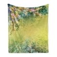 thumbnail image 1 of Flower Soft Flannel Fleece Throw Blanket, Spring Foliage with Leaves Hand Drawn Aesthetic Envrionmental Friendly Picture, Cozy Plush for Indoor and Outdoor Use, 50" x 70", Green, by Ambesonne, 1 of 5