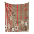 thumbnail image 1 of Flower Soft Flannel Fleece Throw Blanket, Vintage Lines and Botanical Nature Elements Illustration, Cozy Plush for Indoor and Outdoor Use, 50" x 60", Salmon Umber, by Ambesonne, 1 of 5