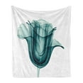 thumbnail image 1 of Flower Soft Flannel Fleece Throw Blanket, X-ray Image of a Rose Flower Romance Creative Nature Picture Print, Cozy Plush for Indoor and Outdoor Use, 50" x 70", Teal White, by Ambesonne, 1 of 5
