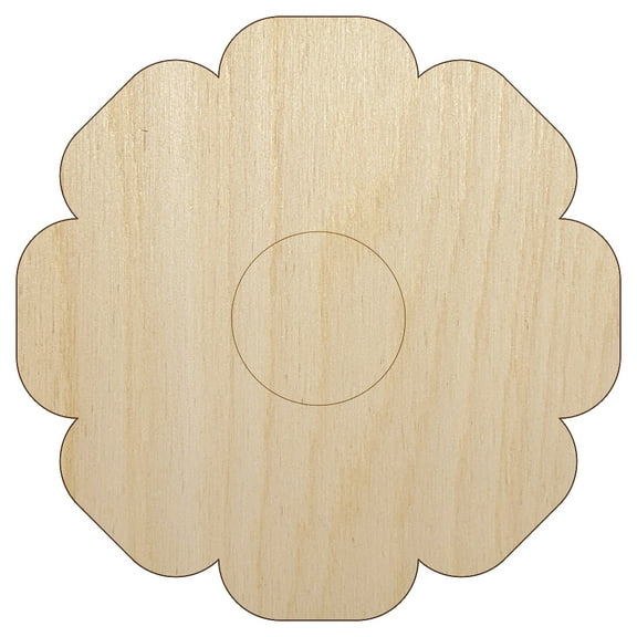 Flower Solid Wood Shape Unfinished Piece Cutout Craft DIY Projects - 4.70 Inch Size - 1/8 Inch Thick