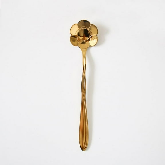 Flower Spoon Coffee Teaspoon Set Stainless Steel Tableware Creative Sugar Spoon Tea Spoon Stir Bar Spoon Stirring Spoon,Different Patterns (Gold)