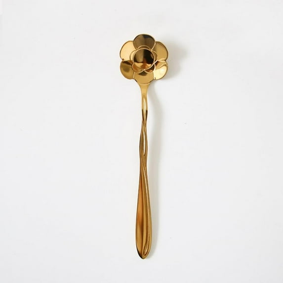 Flower Spoon Coffee Teaspoon Set Stainless Steel Tableware Creative Sugar Spoon Tea Spoon Stir Bar Spoon Stirring Spoon,Different Patterns (Gold)