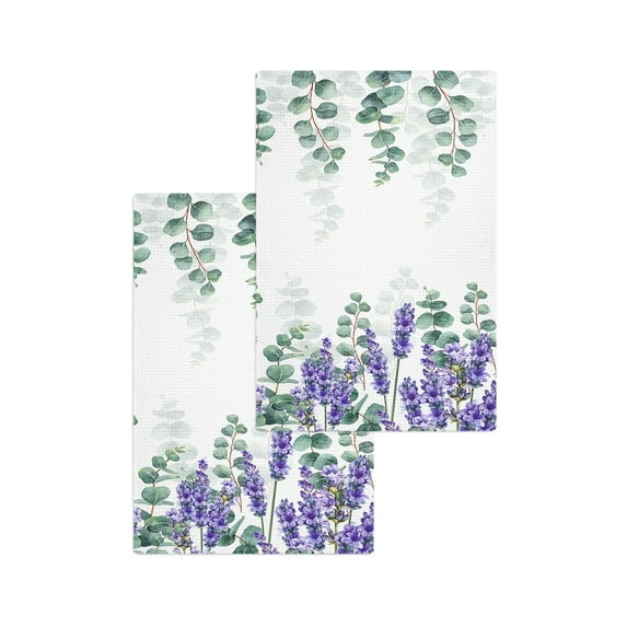 Flower Spring Watercolor Lavender Kitchen Cleaning Cloth Towel Waffle Towel No Trace Dishcloth Rag Scouring Pad