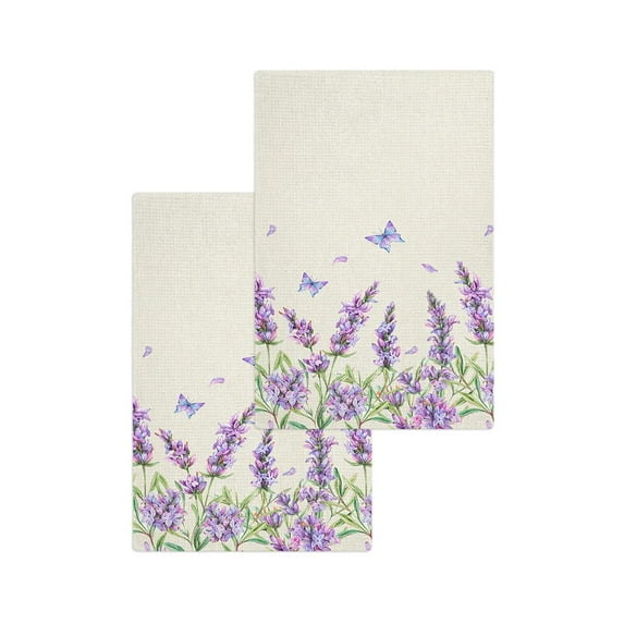 Flower Spring Watercolor Lavender Kitchen Cleaning Cloth Towel Waffle Towel No Trace Dishcloth Rag Scouring Pad