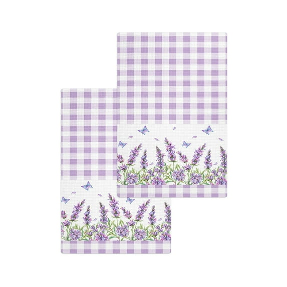 Flower Spring Watercolor Lavender Kitchen Cleaning Cloth Towel Waffle Towel No Trace Dishcloth Rag Scouring Pad