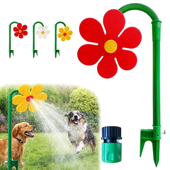 Flower Sprinkler for Dogs, 2026 New 360° Rotating Sun Flower Dancing Daisy Lawn Sprinkler