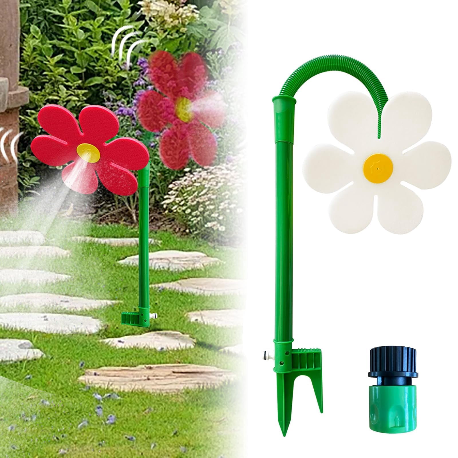 Flower Sprinkler for Lawn & Garden – Rotating Sprinkler for Yard Watering(White)