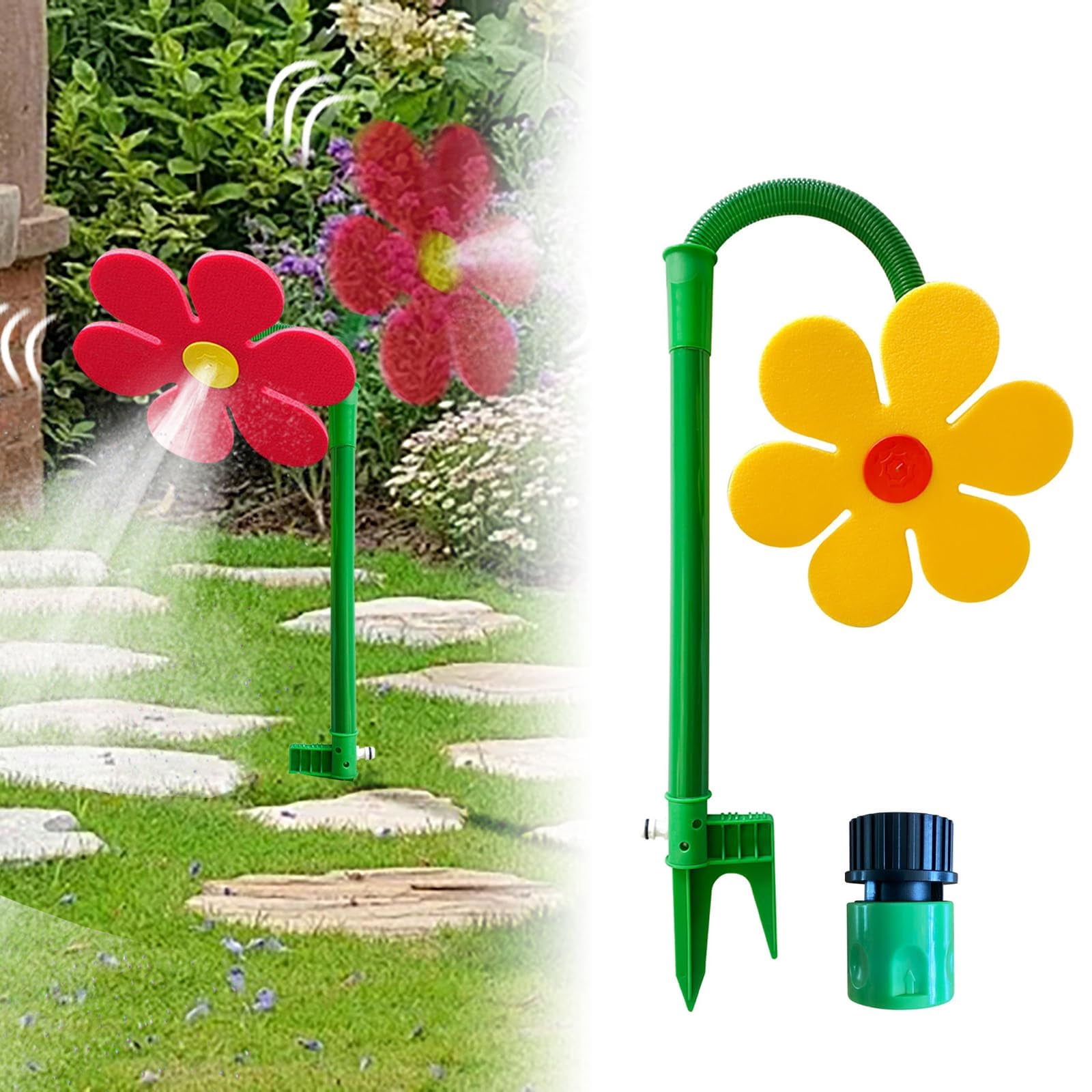 Flower Sprinkler for Lawn & Garden – Rotating Sprinkler for Yard Watering(Yellow)