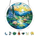 thumbnail image 1 of Flower Stained Glass Style Acrylic Suncatcher Puzzle, 83 Pieces DIY Jigsaw Window Hanging Ornament, Translucent Shatterproof Wall Hanging for Home Garden Decor, Creative Craft Gift, 1 of 7