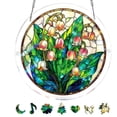 thumbnail image 1 of Flower Stained Glass Style Acrylic Suncatcher Puzzle, 83 Pieces DIY Jigsaw Window Hanging Ornament, Translucent Shatterproof Wall Hanging for Home Garden Decor, Creative Craft Gift, 1 of 6