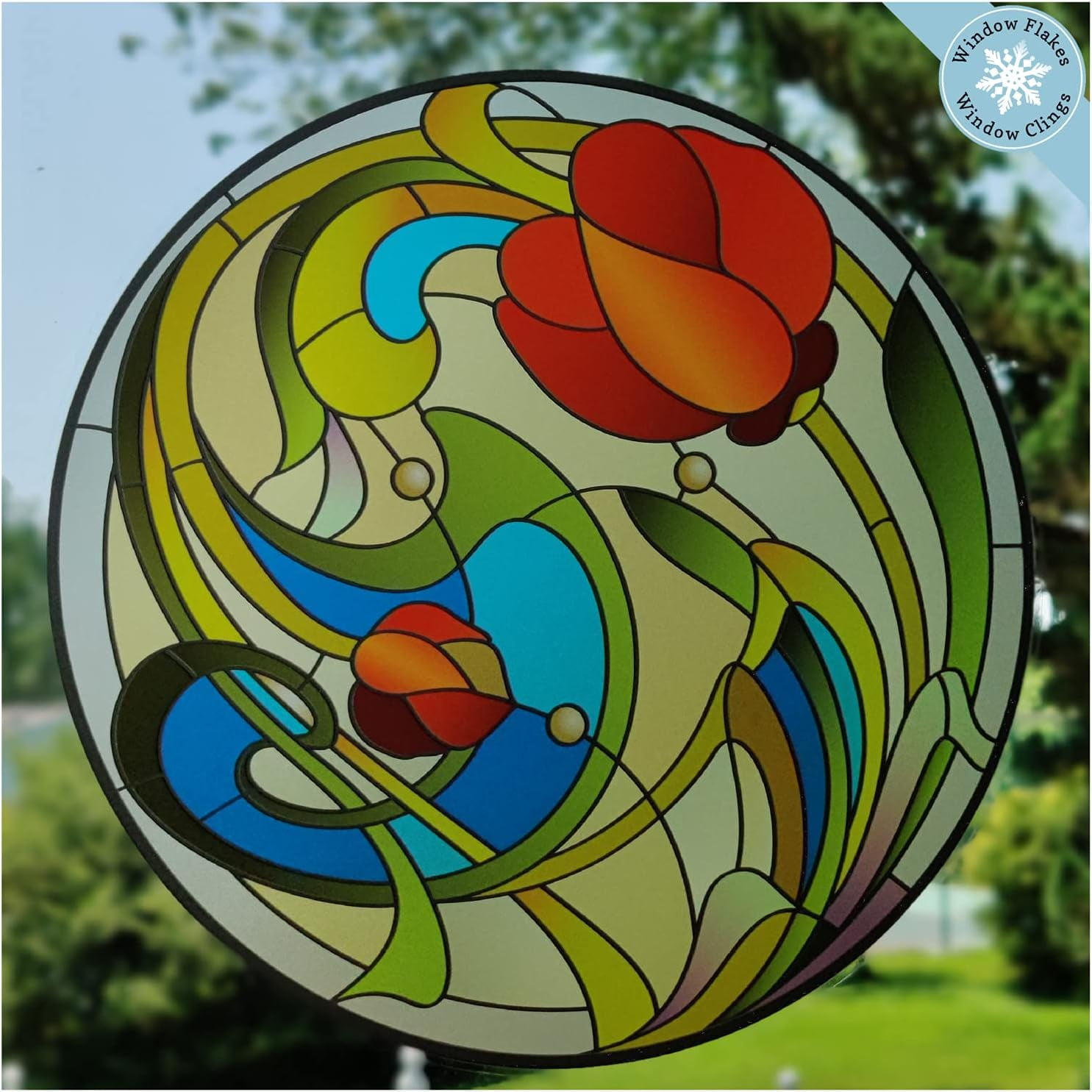 Flower Stained Glass Window Cling Stained Glass Stickers For Windows