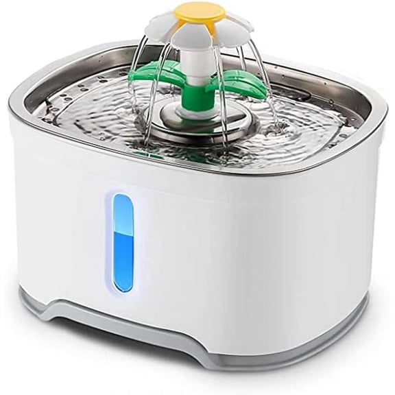 Flower Stainless Steel Pet Fountain, 4 Flow Modes, Auto Anti-Dry Burn Warning Light