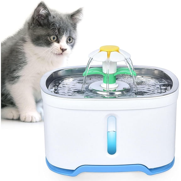 Flower Stainless Steel Pet Fountain,4 Flow Modes,LED Night Light,Charcoal Filter