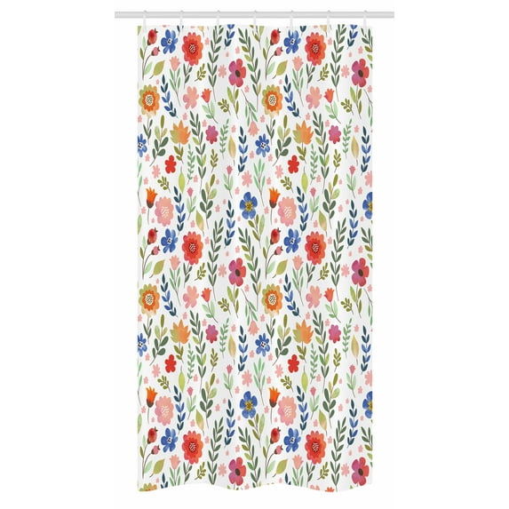Flower Stall Shower Curtain, Shabby Chic Botany Florets in Soft Tones Feminine Flourishing Wreath Watercolor Design, Fabric Bathroom Set with Hooks, 36W X 72L Inches Long, Multi, by Ambesonne