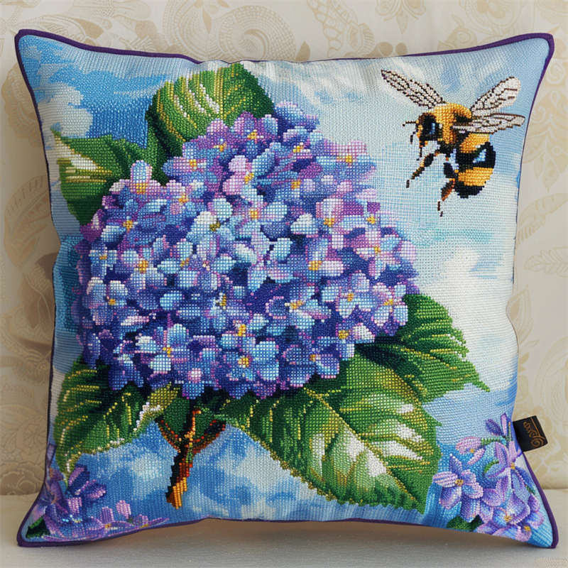 Flower Stamped Cross Stitch Pillow Case Kits , 45X45cm , Cross Stitch Kits for Adults (11ct)