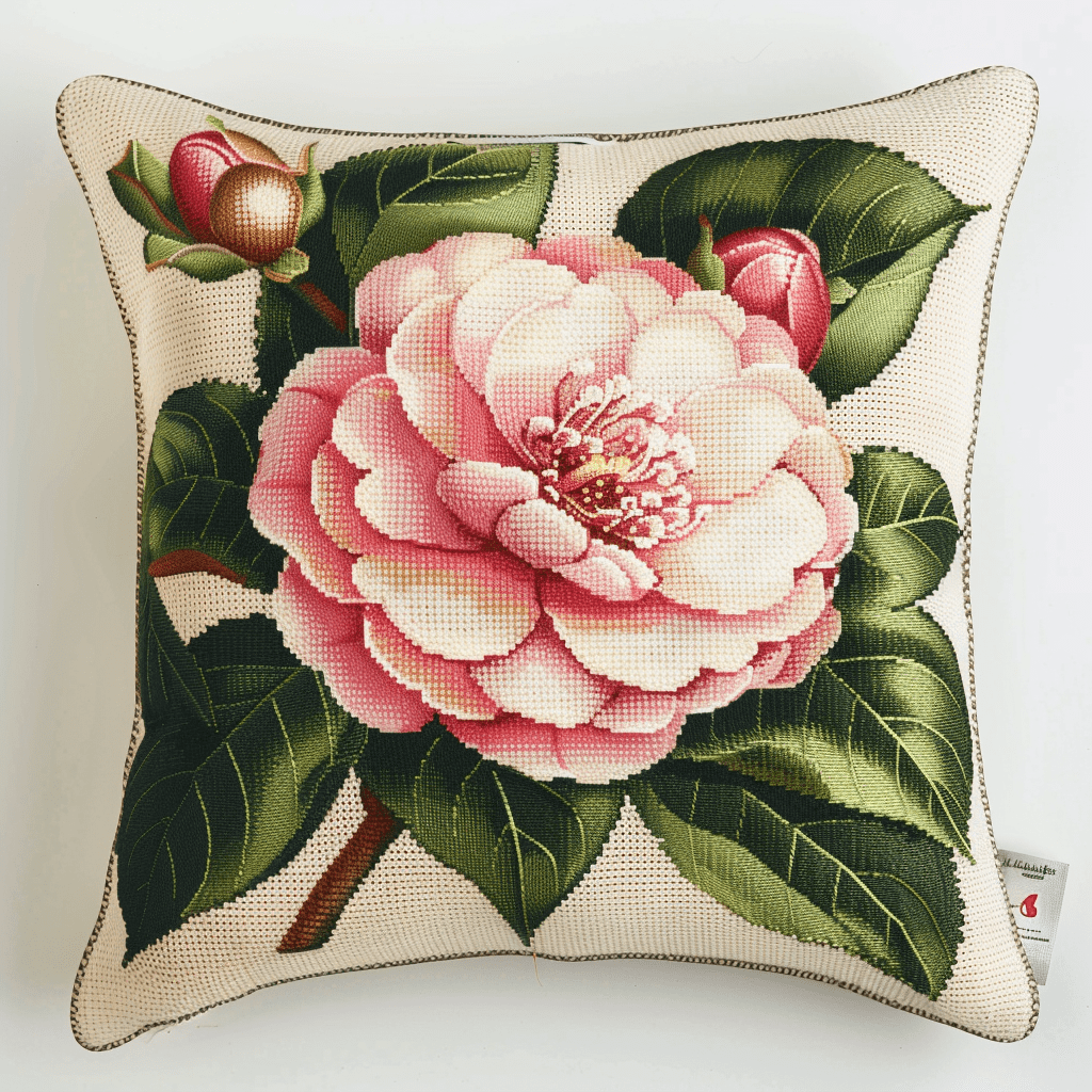 Flower Stamped Cross Stitch Pillow Case Kits for Adults , 45X45cm , Cross Stitch Kits for Adults (11ct)