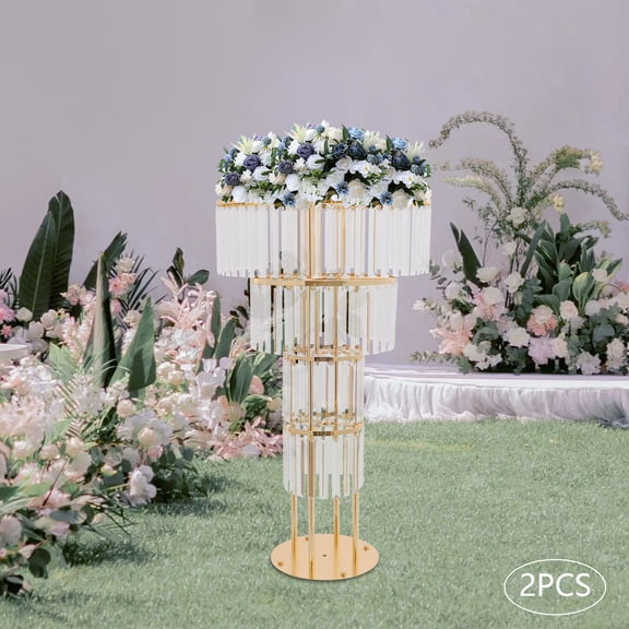 Flower Stand, CrystalFlower Stand, 4-tier CrystalFlower Stand Photography Background 2PCS Gold Round Base