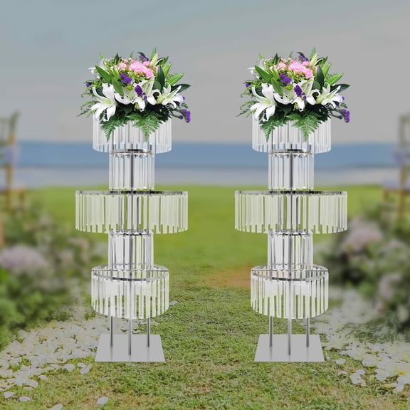 Flower Stand, CrystalFlower Stand, 5-tier CrystalFlower Stand Photography Background 2PCS Silver Square Base