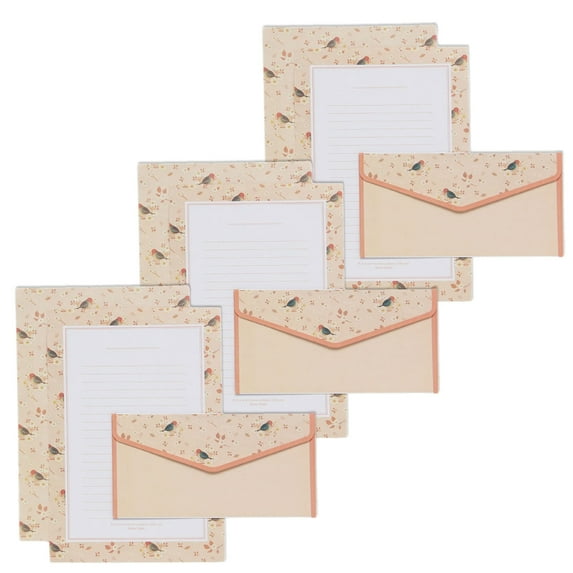 Vintage Floral Paper Stationery Set, 20 Pieces Set (10 Lined Sheets, 10 Envelope