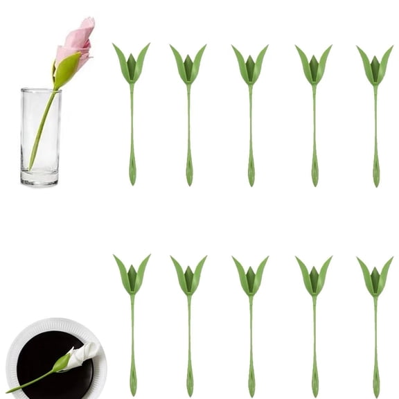 Flower Stem Napkin Holder Twist, 1Rose Napkin Holders, Easily Transform Napkins Into Petals, Handcraft Flower Napkin Rings Set for Romantic Wedding Table Settings and Party Decor