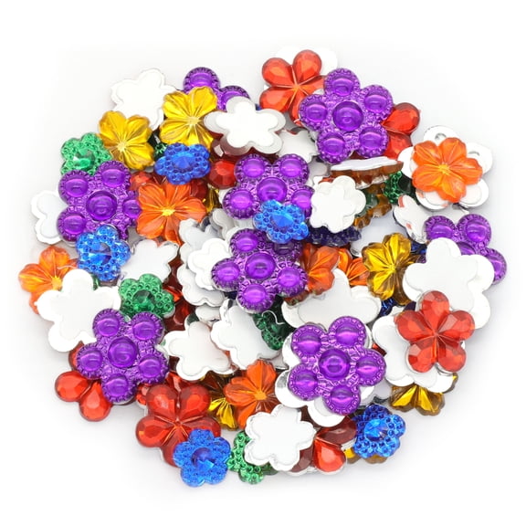 Flower Sticky Gems by Creatology Assorted Color Self-Adhesive Plastic Gem Flowers for Kids Crafts & Decorations - 12 Pack