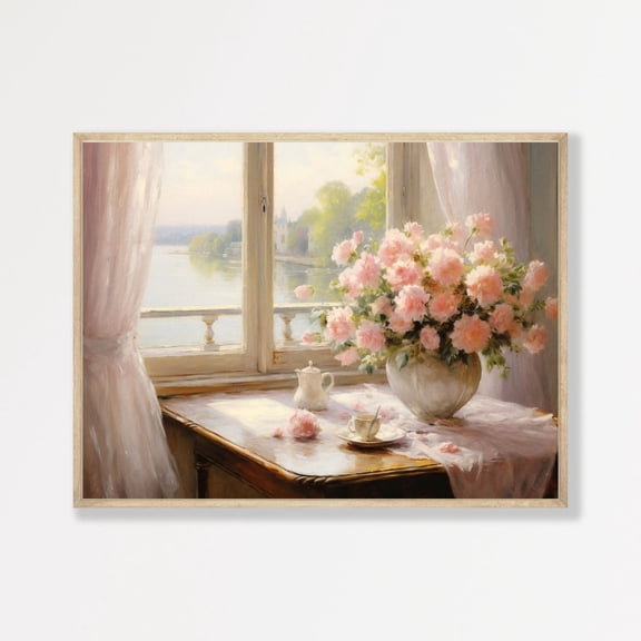 Flower Still Life Print Retro Minimal Country Wall Art Decor Muted Pastel Tone Art Print French Kitchen Poster