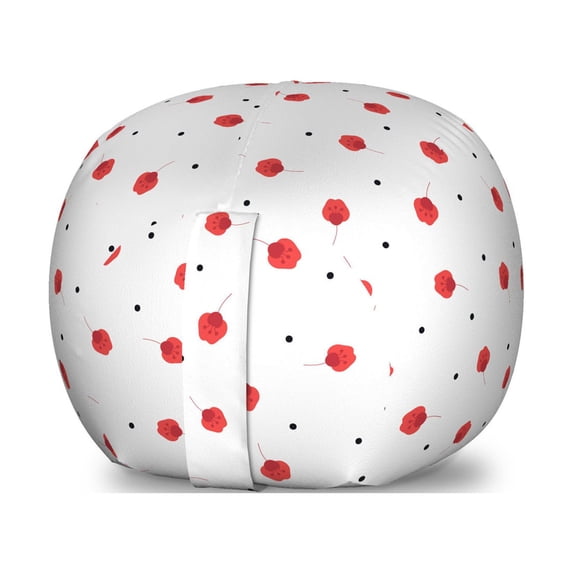 Flower Storage Toy Bag Chair, Dots and Flowers Pattern Calico Bloom Simple Illustration, Stuffed Animal Organizer Washable Bag, Large Size, Dark Coral White, by Ambesonne
