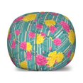 thumbnail image 1 of Flower Storage Toy Bag Chair, Retro Repetitive Pattern with Pink and Yellow Tone Roses on Striped Backdrop, Stuffed Animal Organizer Washable Bag, Large Size, Multicolor, by Ambesonne, 1 of 3