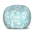thumbnail image 1 of Flower Storage Toy Bag Chair, Romantic Simple Floral Design Pastel Pattern with Swirling Roses Print, Stuffed Animal Organizer Washable Bag, Large Size, Pale Turquoise and White, by Ambesonne, 1 of 3