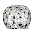 thumbnail image 1 of Flower Storage Toy Bag Chair, Simple Monochromatic Floral Repetition with Abstract Outline Petals, Stuffed Animal Organizer Washable Bag, Large Size, Ivory and Charcoal Grey, by Ambesonne, 1 of 3