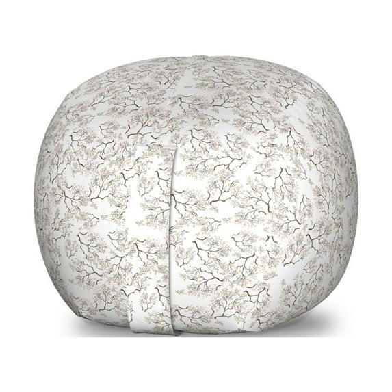 Flower Storage Toy Bag Chair, Watercolor Composition with Nostalgic Romantic Themes Botanical Arrangement, Stuffed Animal Organizer Washable Bag, Small Size, Pale Muave Brown, by Ambesonne