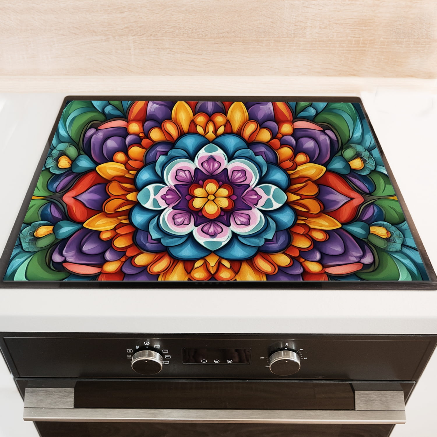 Flower Stove Top Covers, Multicolored Mandala Non-Stick Washable Cooktop Covers Countertop Protector, Multifunctional Protector Mat for Kitchen RV (28×20 Inch)