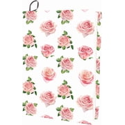 Flower Stretchable Book Cover Floral Pink Rose Washable Reusable Large Nylon Book Protector 9.4x15.7 Inch Elastic Notebook Wraps Suitable for Most Hardcover Books Classroom Students