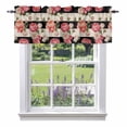 thumbnail image 1 of Flower Stripes Kitchen Curtain Valances for Windows Farmhouse Short Curtains, Black White Geometric Pink Rose Floral Rod Pocket Valance Curtain for Bedroom Cafe Living Room, 1 of 8