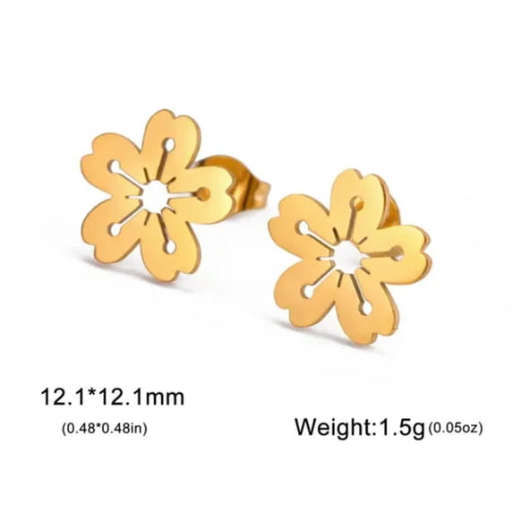 Flower Stud Earring Stainless Steel Ear Studs for Women Bohemian Floral Jewelry