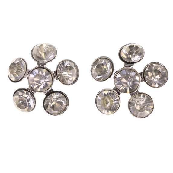 Flower Stud-Earrings Silver-Tone Color #LQE3273