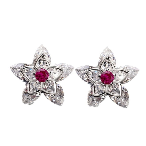 Flower Stud Earrings for Women Marquise Cubic Zirconia Ginger Lyne Collection