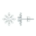 thumbnail image 1 of Rosec Jewels Moissanite Snowflake Earrings with Screw Back (D-VS1 Grade) - Minimalist Earrings Ready to Gift for Christmas, 925 Sterling Silver, 1 of 7