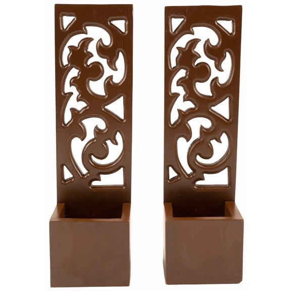 Flower Succulent Planter Box Wall Hanging Candle Wall Sconce Holder Vine Carved Wood Wall Art Panel. Set of 2 Color Options Available