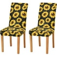 thumbnail image 1 of Flower Sunflower Black Chair Covers for Dining Room Removable Washable Slipcovers for High Chairs 2/4 PCS Chair Protective Covers, 1 of 6