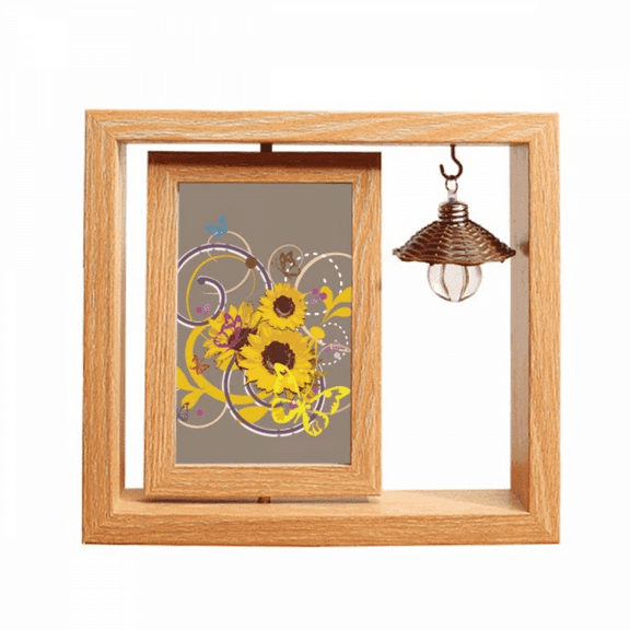 Flower Sunflower Illustration Wooden Rotating Picture Photo Frame 4x6