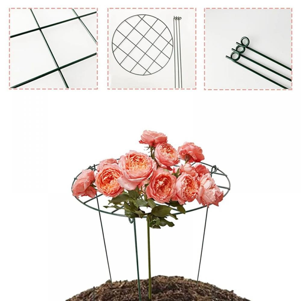 Flower Support Ring, Peony Cage Plant Support Pole, Through The Grid