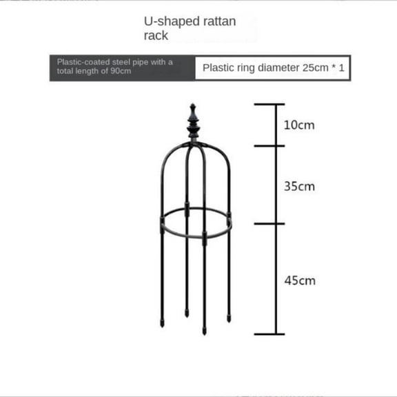 Flower Support Rings, 9.8" Dia Peony Cage Garden Plants Climbing Grid Stakes Plastic Frame with Sturdy Stainless Steel Connection