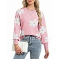 thumbnail image 1 of Flower Sweaters for Women Elegant Floral Printed Crew Neck Sweater Loose Cute Puff Sleeve Junior Back to School Pullover Sweater Shermie, 1 of 6