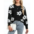 thumbnail image 1 of Flower Sweaters for Women Elegant Floral Printed Crew Neck Sweater Loose Cute Puff Sleeve Junior Back to School Pullover Sweater Shermie, 1 of 6