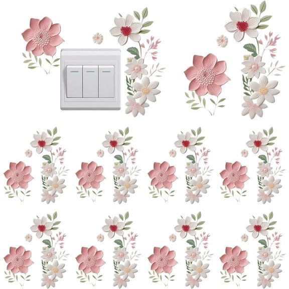 Flower Switch Sticker Removable Self-adhesive Outlet Decal Waterproof PVC Wall Sticker for Living Room Bathroom Switch