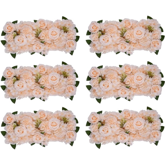 Flower Table Decorations Floral Centerpieces 6 Pcs Silk Table Rose Flower Arrangements, Artificial Wedding Floral Centerpieces for Reception, Kitchen Living Room, Home Decor, Champagne