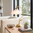 thumbnail image 1 of 17.32" Gold Metal Table Lamps with Glass Petal Shade Vintage Flower Night Lamps Desk Lamps for Home Deco, 1 of 8